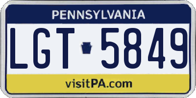 PA license plate LGT5849