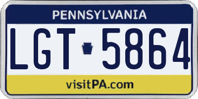 PA license plate LGT5864