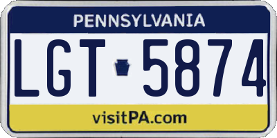 PA license plate LGT5874