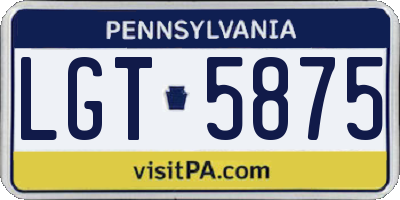 PA license plate LGT5875