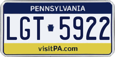 PA license plate LGT5922
