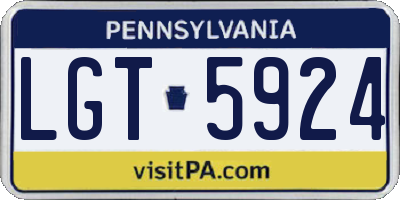 PA license plate LGT5924
