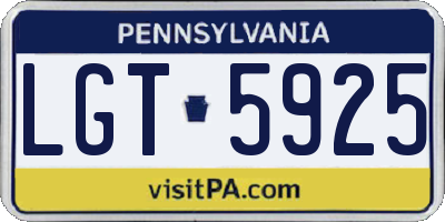 PA license plate LGT5925