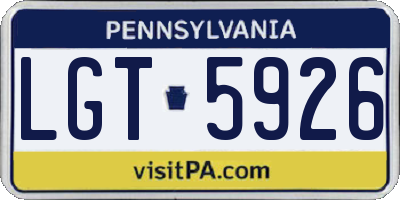PA license plate LGT5926