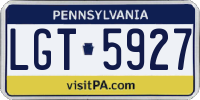 PA license plate LGT5927