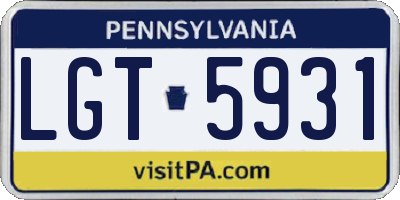 PA license plate LGT5931