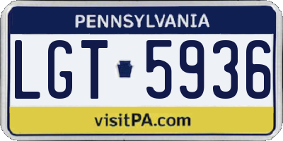 PA license plate LGT5936