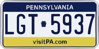 PA license plate LGT5937