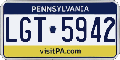 PA license plate LGT5942