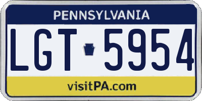 PA license plate LGT5954