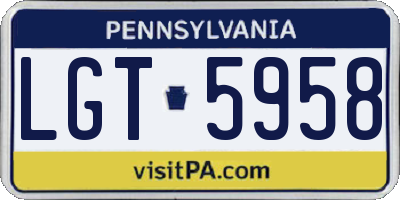 PA license plate LGT5958