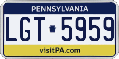 PA license plate LGT5959