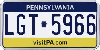 PA license plate LGT5966