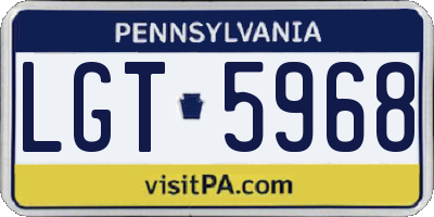 PA license plate LGT5968