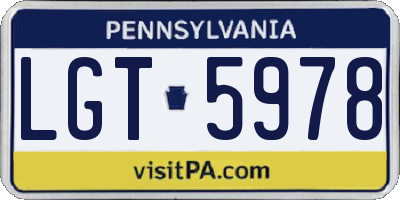 PA license plate LGT5978