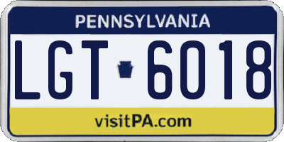 PA license plate LGT6018