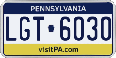 PA license plate LGT6030