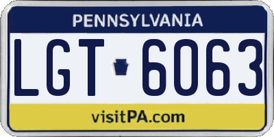 PA license plate LGT6063