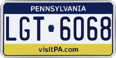 PA license plate LGT6068