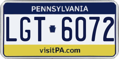 PA license plate LGT6072