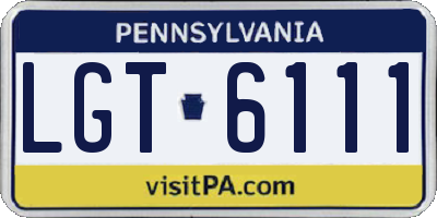 PA license plate LGT6111