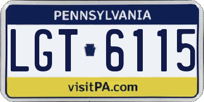 PA license plate LGT6115
