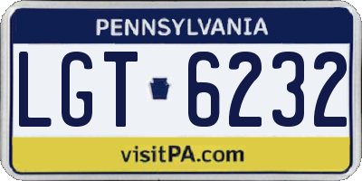 PA license plate LGT6232