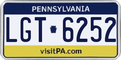 PA license plate LGT6252