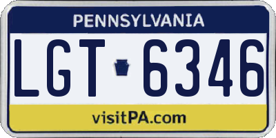 PA license plate LGT6346