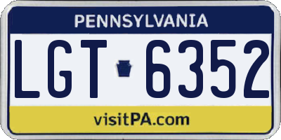 PA license plate LGT6352