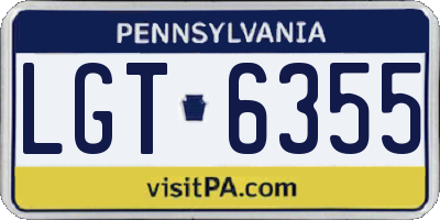 PA license plate LGT6355