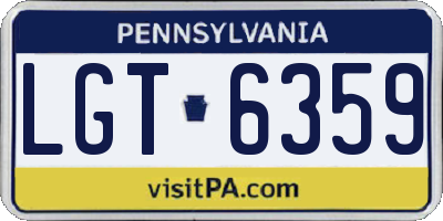 PA license plate LGT6359