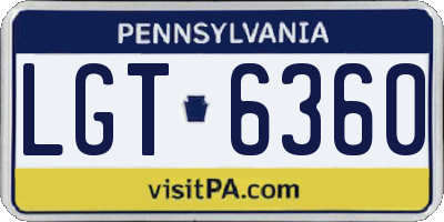 PA license plate LGT6360