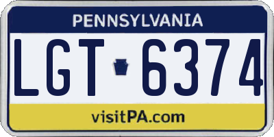 PA license plate LGT6374