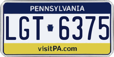 PA license plate LGT6375