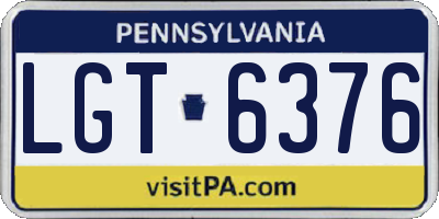 PA license plate LGT6376