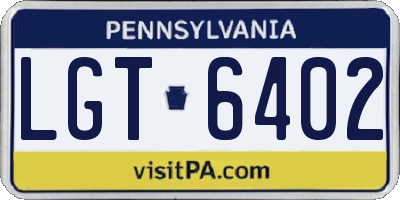 PA license plate LGT6402