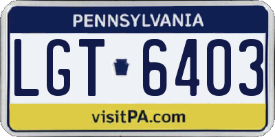 PA license plate LGT6403