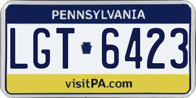 PA license plate LGT6423