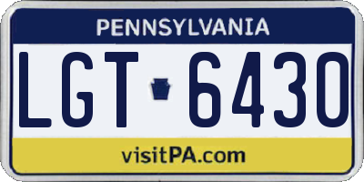 PA license plate LGT6430