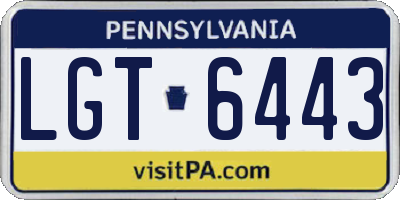 PA license plate LGT6443