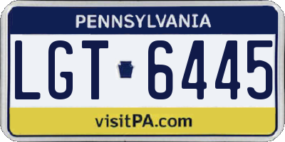 PA license plate LGT6445