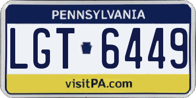 PA license plate LGT6449