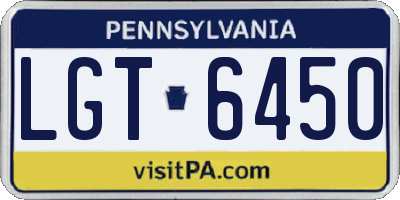 PA license plate LGT6450