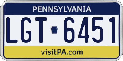 PA license plate LGT6451