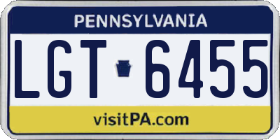 PA license plate LGT6455