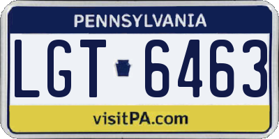 PA license plate LGT6463