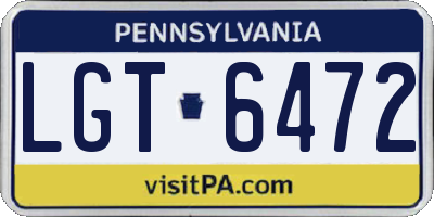 PA license plate LGT6472