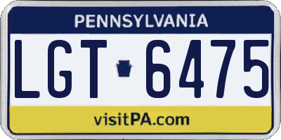 PA license plate LGT6475