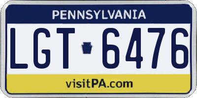 PA license plate LGT6476